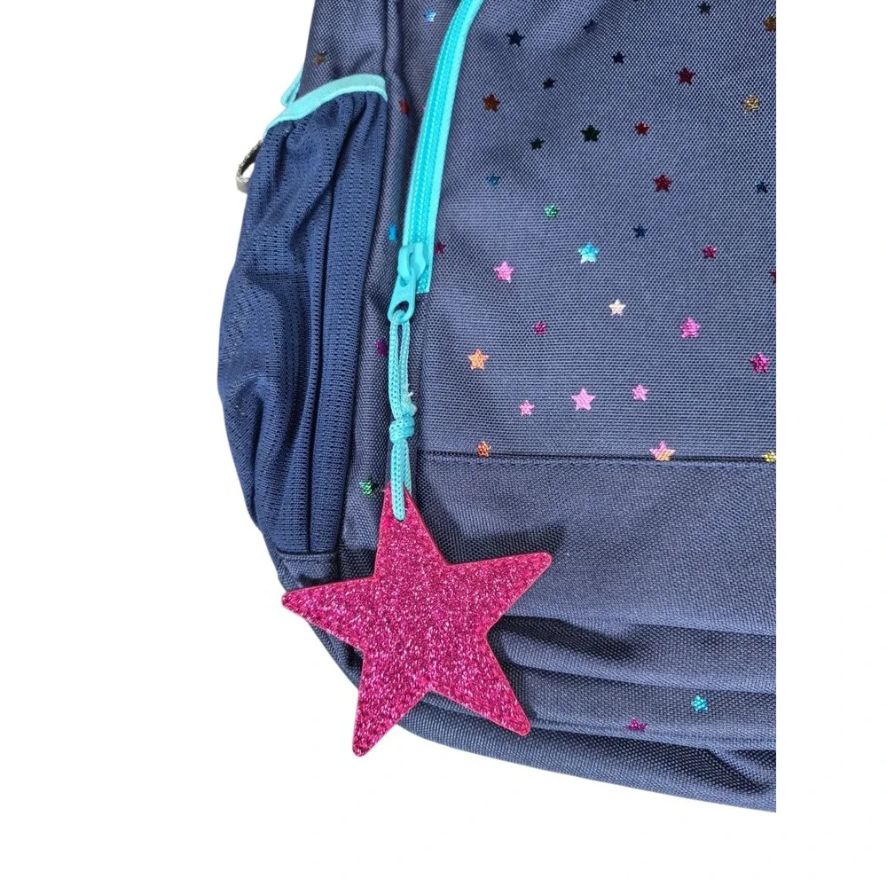 Cat & Jack Kids 16.5 Inch Novelty Backpack Navy Blue Rainbow Metallic Stars NWT